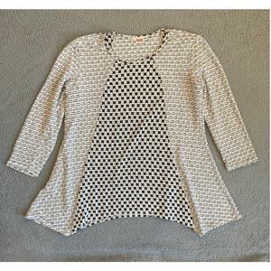 Tianello Ashton Tunic Top XL Knit Jersey White Black Boho Beach Steve Barraza